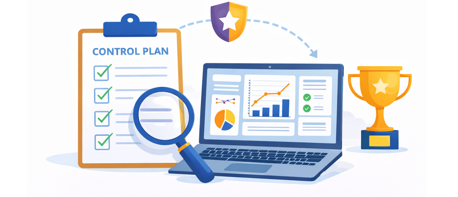 Quality control: professional reviewing results in an office